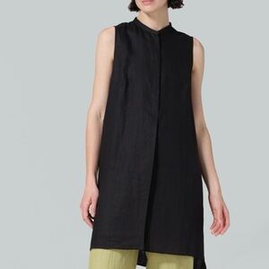 Vivid Linen A Line Long Tunic Top Size XL Black
